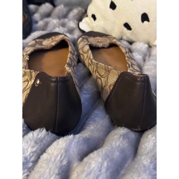Coach chelsea tan/brown signature jacquard cap toe flat/shoe 10 - Picture 7 of 9